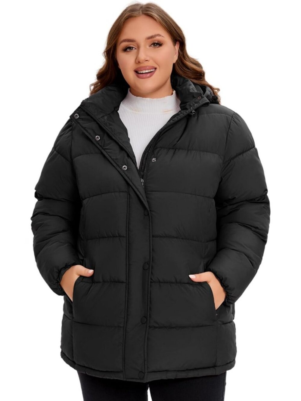 Plus Size Heavyweight Puffer Jacket with Hood | Warm Winter Coat (1X-6X)